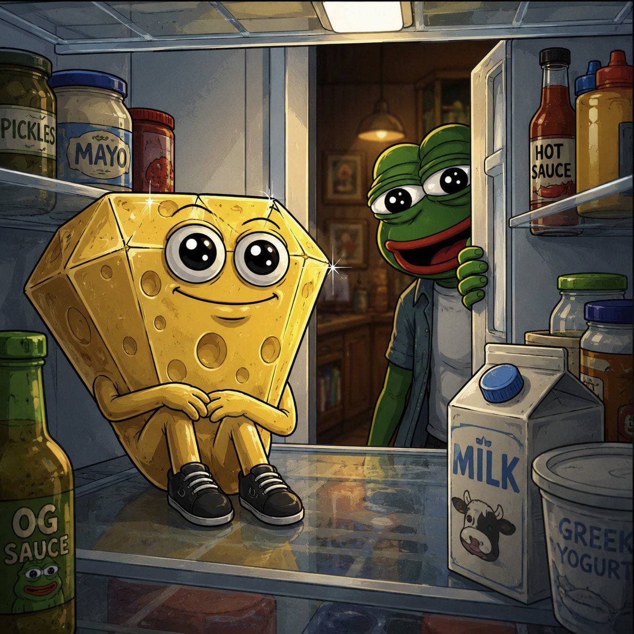 Diamond cheese in the fridge
